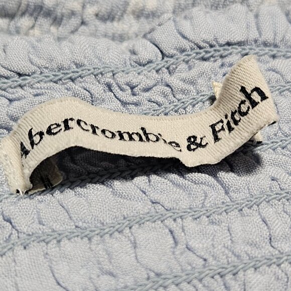 Abercrombie & Fitch Ruched Puff Sleeve Crop Top Womens Size XL Light Blue Shirt - Picture 4 of 6